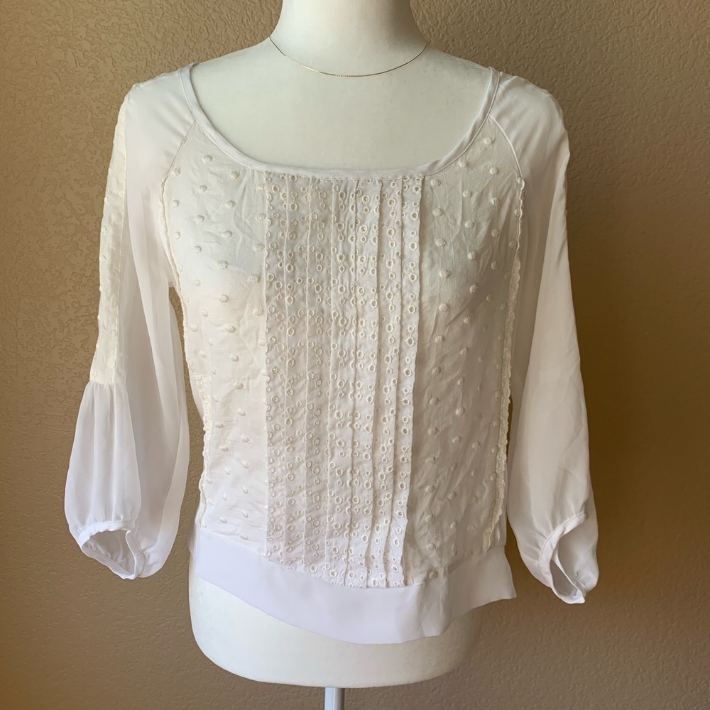 American Eagle Outfitters White 3/4 Sleeve Top XS